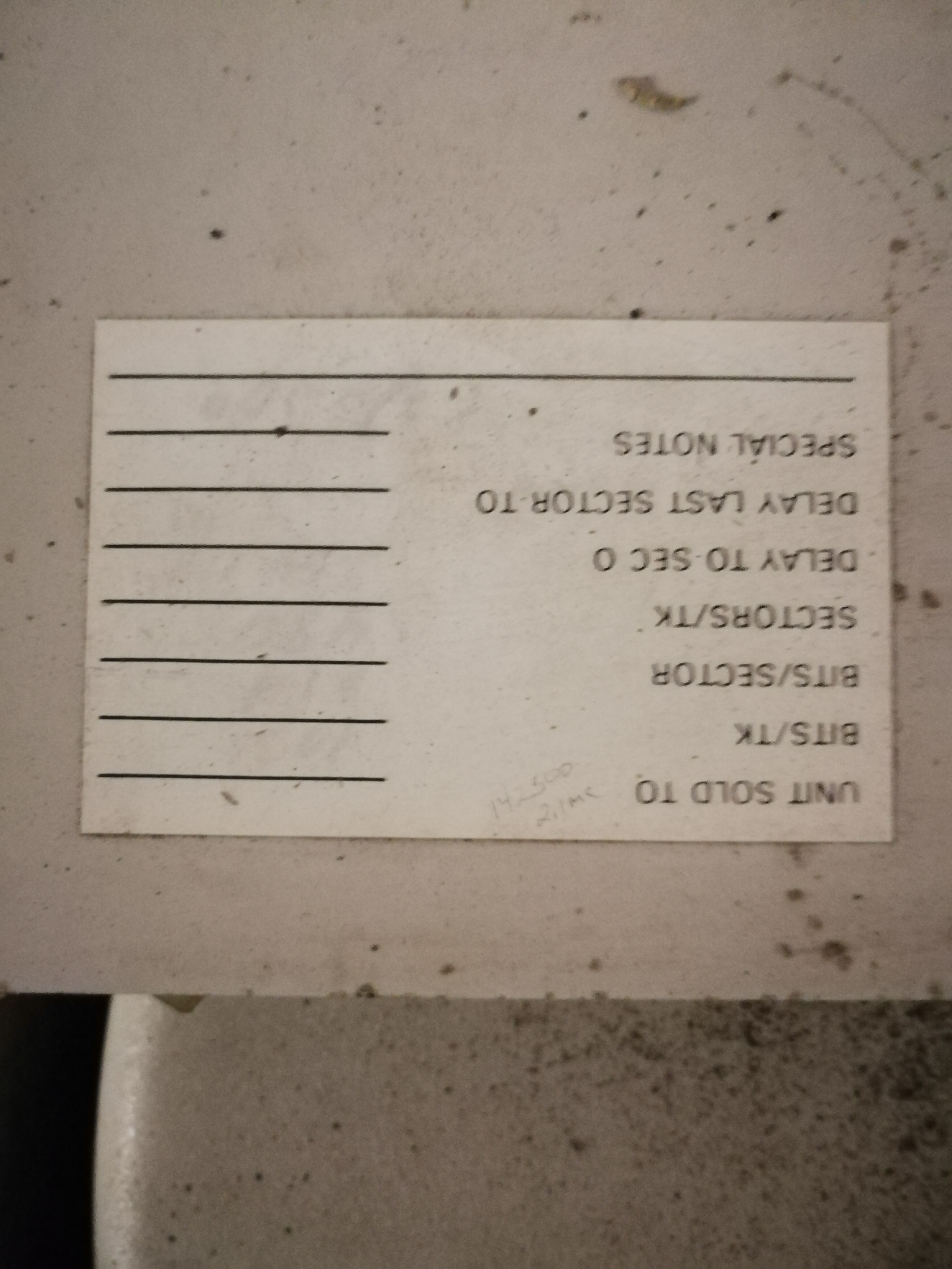 Label on PDP8 disk 7200 series Data Disc